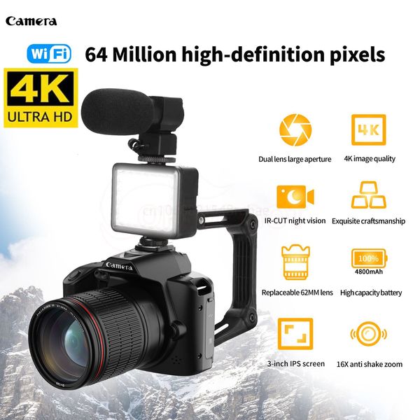 Caméscopes Appareils photo numériques 4K WIFI Professionnel 64 millions de pixels 16X Zoom anti-secousse Vision nocturne Vidéo HD pour caméscope enregistreur Vlog 230824
