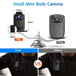 Videocámaras Full HD 1296P Cámara montada en el cuerpo Pequeña cámara de policía de visión nocturna portátil 128GB / 258GB mini