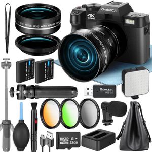 Caméscopes GAnica 4K Appareils photo numériques pour la photographie Caméra 48MP avec microphone Filtre 3 couleurs Vidéo Objectif macro grand angle 231006