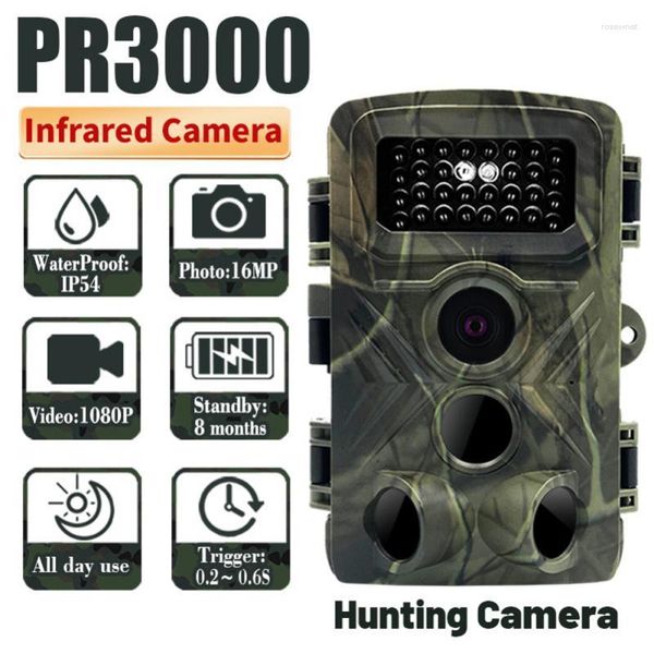 Caméscopes Chasse Caméra 1080p Trail Pr3000 Nuit Po Multi-fonction Ip54 Étanche 32mp Vidéo Prise Extérieure