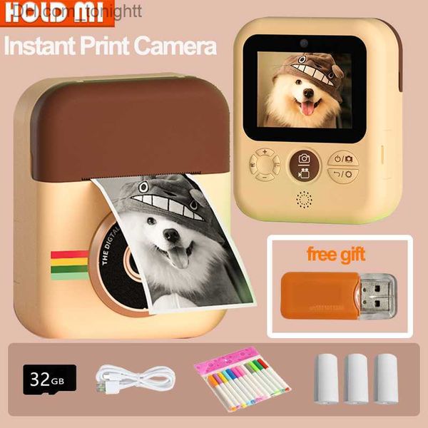 Videocámaras Niños Juguete Cámara de impresión instantánea Mini digital con grabación de video HD Lente dual Papel fotográfico térmico Regalo de cumpleaños Niños Niñas Q230901