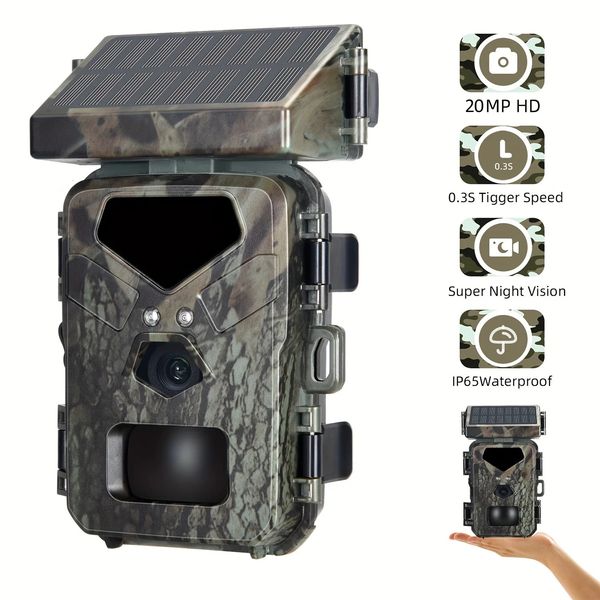 Caméscopes Luosi Solar Trail Camera 20MP 1080P Jeu de chasse 90 ° Angle de détection Capteur de mouvement Vision nocturne IP65 étanche 231025