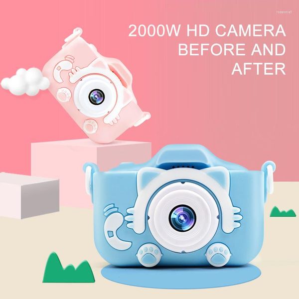 Videocámaras Mini cámara Digital para niños HD 1080P 2,0 ''LCD niños con lindo gatito funda protectora Micro videocámara Dual niño para regalo