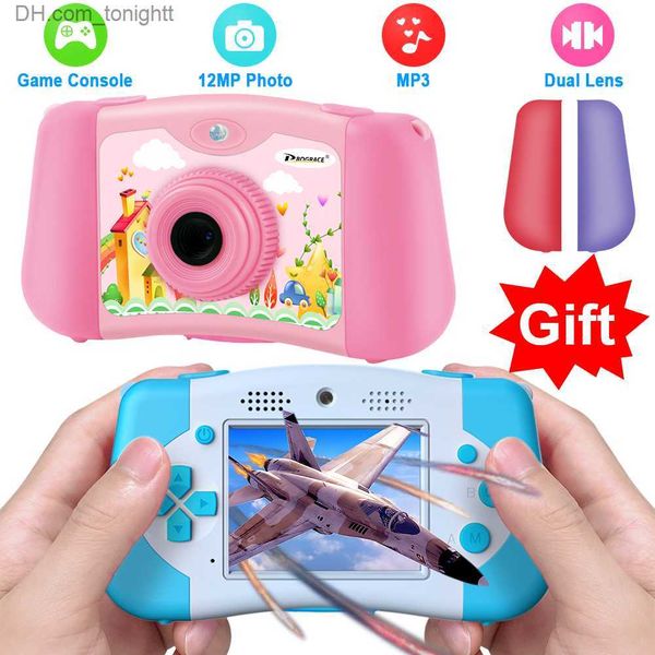 Caméscopes Prograce enfants caméra jouet consoles de jeux enfant numérique selfie vidéo jeu photo cadeau d'anniversaire pour filles Q230831