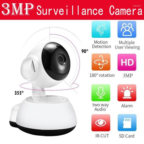 Caméscopes V380 3MP Wifi Caméra de surveillance de sécurité sans fil HD 1080P IR Vision nocturne couleur Suivi automatique Moniteur bébé Caméras vidéo