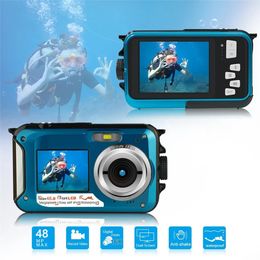 Videocámaras Cámara digital antivibración a prueba de agua 27 pulgadas Pantalla dual Subacuática HD 48MP 4K30FPS Selfie Video Recorder Acción 231006