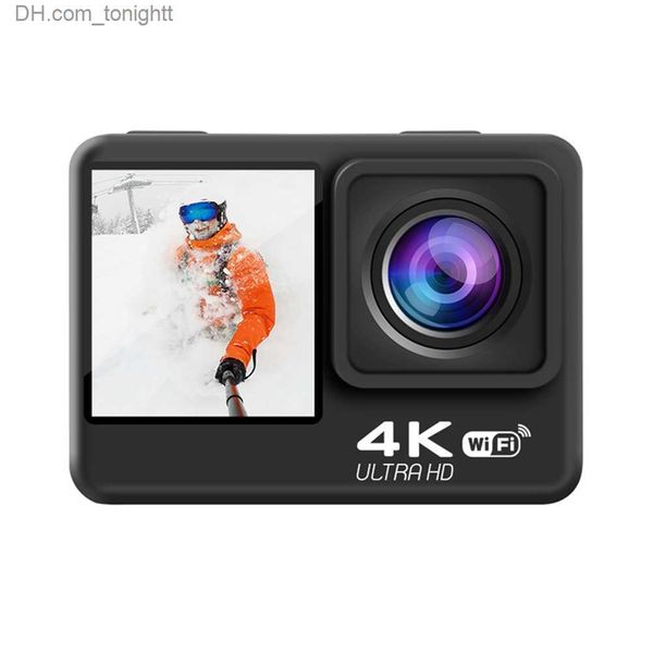 Caméscopes WIFI Caméra de sport étanche 4K 60FPS Vidéo numérique EIS Double écran tactile IPS pour la plongée en moto Q230831
