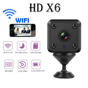 Camcorders x6 Mini IP Camera WiFi Sports HD 1080p Sécurité sans fil Surveillance Battery Vision nocturne Battery