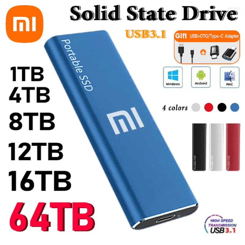Видеокамеры Xiaomi Mijia Портативный SSD-накопитель 128 ТБ 1 ТБ Оригинальный внешний диск USB3.1 типа C USB Flash