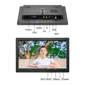 Camecho 10,1 inch draagbare monitor 1024 x 600 HD LCD Display Computer LED Auto Monitor Driving Recorder beveiligingsmonitoring