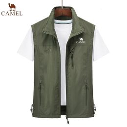 CAMEL Geborduurd Vissersvest voor Lente en Zomer Casual Ademend Paardenjas Sneldrogend Heren Vest 240320