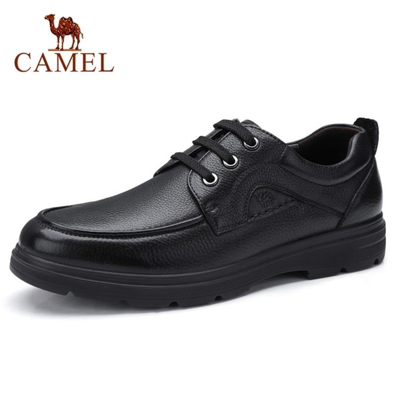 CAMEL Men's Genuine Leather Shoes soft Cowhide Elastic Light Fashion Business Casual Men Non-slip Male Man 210906