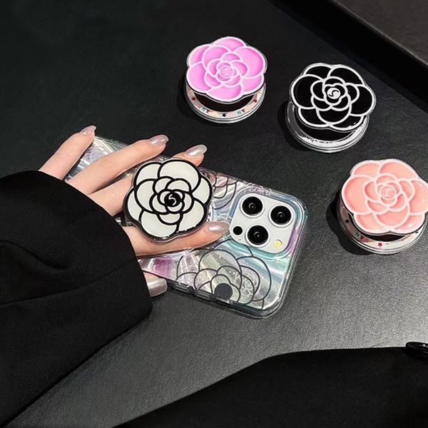 Camellia Mobile Phone Solder Unisexe Trip Flint Womens Fashion Designer Flower Phone Téléphone iPhone Sumsang Universal Bracket Pliant Pladichable Plate de support