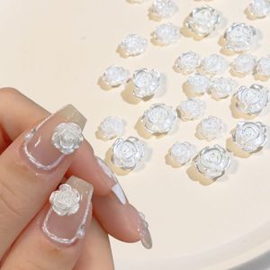 Camélia Nail Art Décoration Blanc Perle Aurore Fleur Bowknot Manucure Décor Accessoires Nail Tips