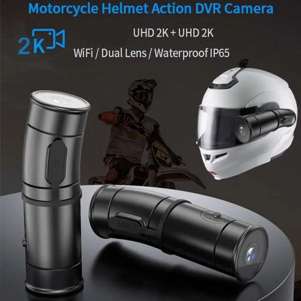 Caméra 2k Motorcycle Caméra Remote Contrôle Vlog Recordier vidéo Dashcam 1440p Casque à vélo moteur