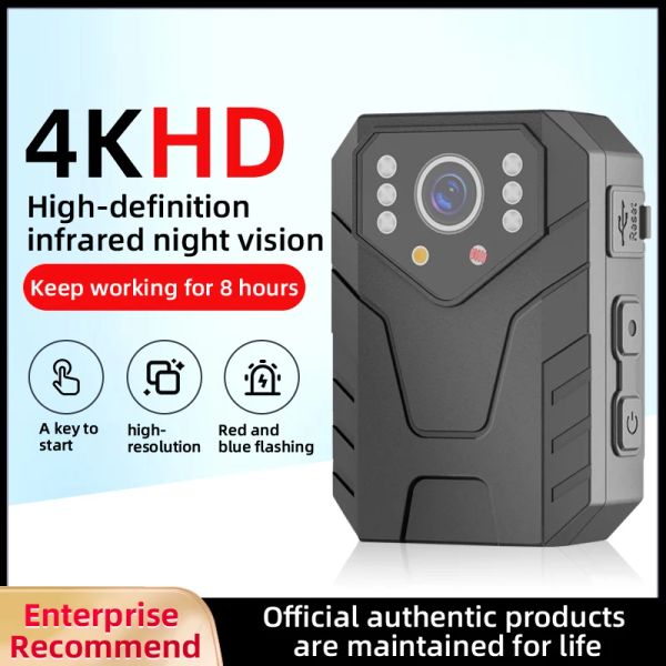 Cámara 4K Mini cuerpo Cámara con pantalla de 2 pulgadas 1080p Full HD Full HD Cuerpo Desgastado Policía de la cámara Guardia de seguridad Recordadora de video Mini Cam