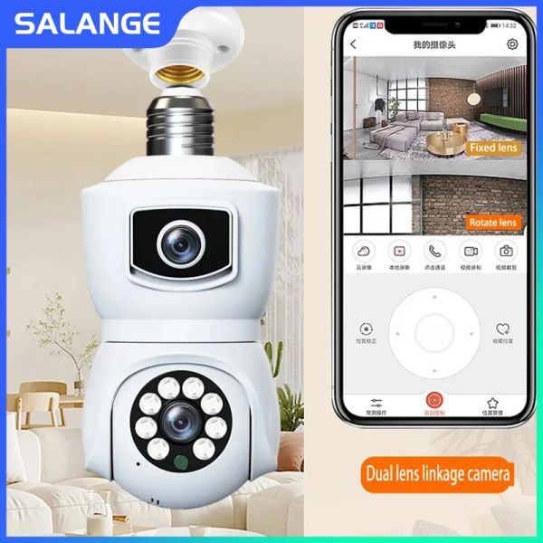 Caméra 4MP WiFi Dual Lens E27 Bulbe Caméra Vidéo Sécurité Home Security Monteur bébé IP Vision nocturne en pleine couleur AI Suivi humain