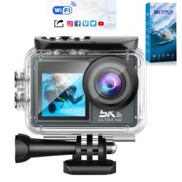 Camera 5K 30fps Actie Camera 4K 60fps Dubbele scherm 170 ° Wijdhoek 30m Waterdichte sportcamera met afstandsbediening fietsduikcamera