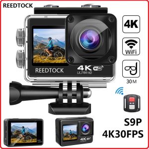 Camera Action Camera 4K / 30fps avec caméra étanche sous-marine à double écran avec télécommande WiFi Casque Sports Enregistreur vidéo