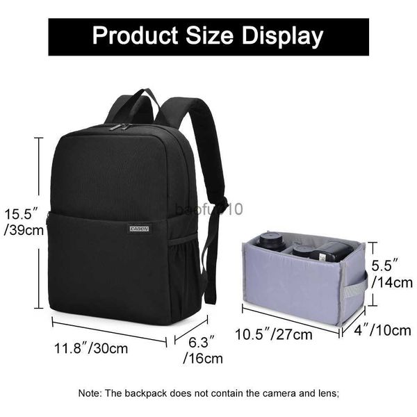 Accessoires de sacs d'appareil photo Caden DSLR Backpacks Professional Sags Sacs Resistant pour l'usure pour l'objectif de l'objectif de l'objectif extérieur canon Nikon Cameras HKD230818