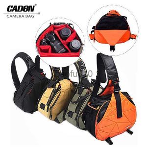 CAMERA TAG ACCESSOIRES CADEN Waterdichte reissing Kleine schoudercamera Kaki -tas met regendeksel Triangle Sling Digitale DSLR Foto Gedekte rugzakzak HKD230817