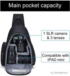 Accesorios de bolsas de cámara Bolsa de cámara Cámaras de coleta Foto de mochila impermeable para A1 A7 A9 Canon EOS R6 R5 RP R 6D II NIKON Z5 Z6 Z7 D3500