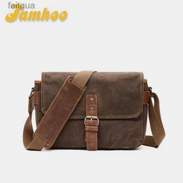 Accesorios para bolsas de cámara Jamhoo Retro Bolsa impermeable Paquetes de fotografía Dslr Hombro Sling Case para Canvas Mini Single Messeng YQ240204