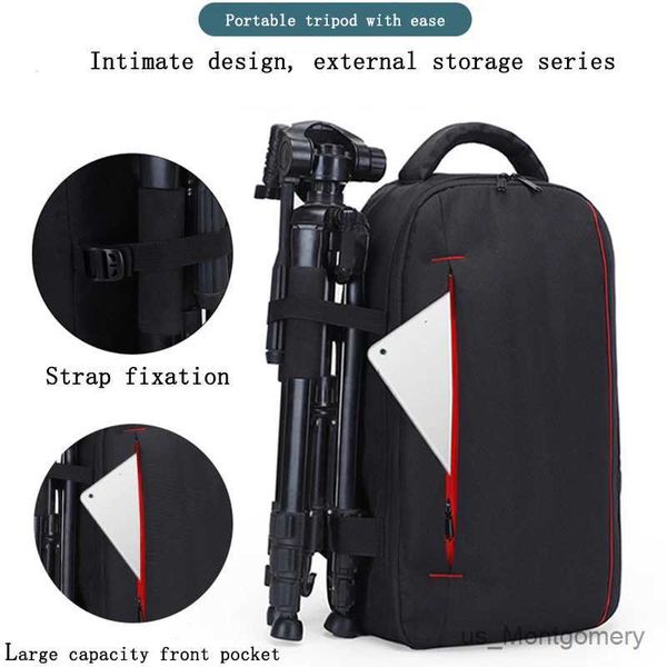 Accessoires de sacs d'appareil photo Sac de caméra de grande capacité professionnelle Sac à dos de photographie résistant à l'usure en nylon étanche pour le canon Nikon Fuji