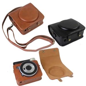 Accessoires de sac pour appareil photo Étui de protection en cuir PU marron/noir avec sangle pour appareil photo instantané Fujifilm Instax Square SQ6 231114