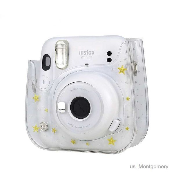 Accessoires de sacs d'appareil photo PVC Étui de caméra étoiles de paillettes transparentes pour Fujifilm Instax Mini 11 9 Sang d'épaule de caméra instantanée Sac Protecteur Pouche