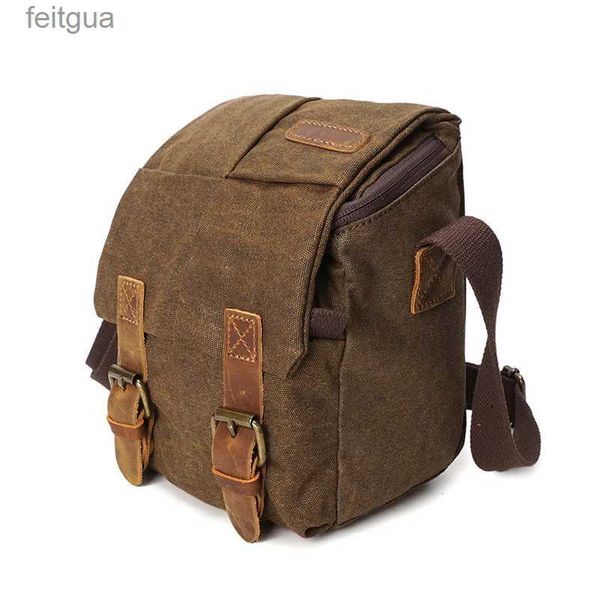 Accesorios para bolsos de cámara Retro Hombres Hombro Bolsa impermeable Ocio Lona resistente Cruz Messenger Resistencia al desgaste al aire libre Bolsas cruzadas YQ240204