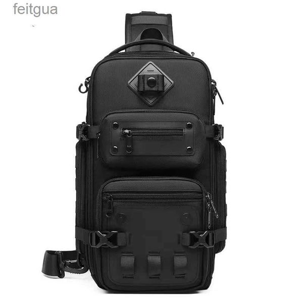 Accesorios para bolsa de cámara Bolsa de pecho táctica para hombre Mensajero para deportes al aire libre Bolsillo de viaje de hombro de gran capacidad con estante YQ240204