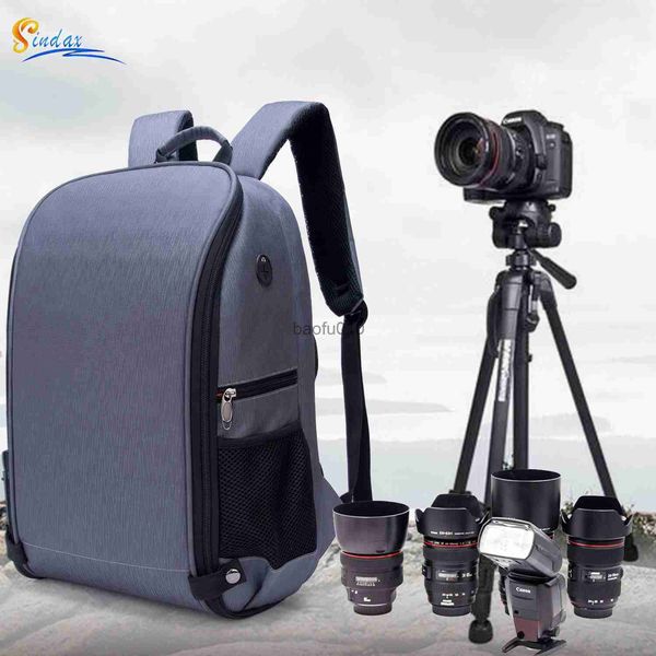 Accesorios de bolsas de cámara DSLR DSLR Mochila Bolsa de mochila Ant-thtting Plegable Photography Tablet Bag al aire libre para Canon Nikon HKD230817