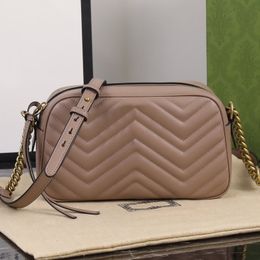 Cameratas Marmont Keten Crossbody Tas Dames Schoudertas Mode Handtas Brief Metalen Beslag Golvend Gewatteerd Echt Leer Rits Open Verstelbare Riem