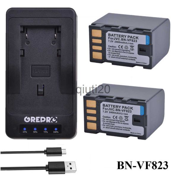 Batteries pour appareil photo 2400mAh BN-VF823 BN-VF823U Batterie + LED USB BN-VF823 Chargeur pour JVC BN VF823 VF823U GZ-HM200 GY-HM170 JY-HM85 JY-HM95 GR-DA30 x0731