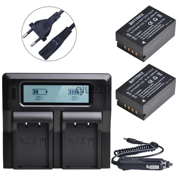 Batteries pour appareil photo 2 pièces 1280 mAh NP-T125 NP T125 batterie + Kits de chargeur double ultra rapide pour Fujifilm GFX 50S GFX50S GFX 50R GFX50R GFX 100 GFX1 x0731