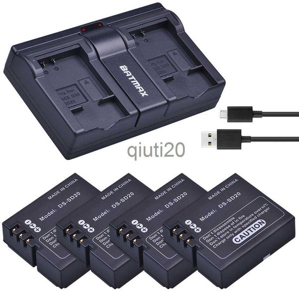 Batteries pour appareil photo 4 pièces DS-SD20 SD20 DS SD20 Batteries + double chargeur USB pour Rollei 3S 4S 5S ActionPro SD20F WiF Rollei 3S caméras de sport d'action x0731