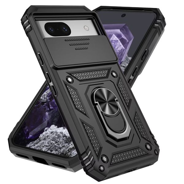 Étuis de la caméra pour Google Pixel 9 8 8a Pro Armure Antishock Fenêtre coulissante Protection Téléphone Bague STANDCUPAGE ARRIÈRE AFFICHIER