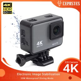 Camera Cerastes Action Camera 4K60FPS WiFi Antishake Action Camera met externe bedieningscherm Waterdichte sportcamera -aandrijfrecorder