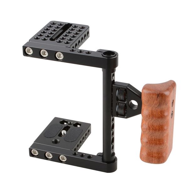 Livraison gratuite caméra De Fotos DSLR caméra vidéo Cage avec poignée en bois DSLR caméra Cage Rig Steadicam pour Canon Nikon Sony C1392