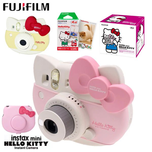 Cámara Fujifilm Instax Mini 8 Kitty Cámara instantánea de edición limitada con 10 hojas Pegatinas de película Kitty Caja de correa de la foto Bolsa de cámara