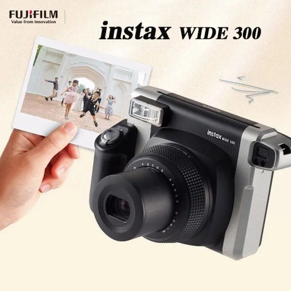 Cámara fujifilm ancho 300 imágenes de imágenes instantáneas de imagen instantánea de 5 pulgadas papel de borde blanco cámaras instax black/blanco color hine