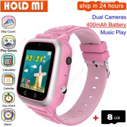 Juegos de cámara Smart Watch Kids Music Pectómetro Dual Cámara Difres Mp3 Record Mp3 ¡reloj de reloj inteligente Baby For Boys Girls Gift Support TF Tar