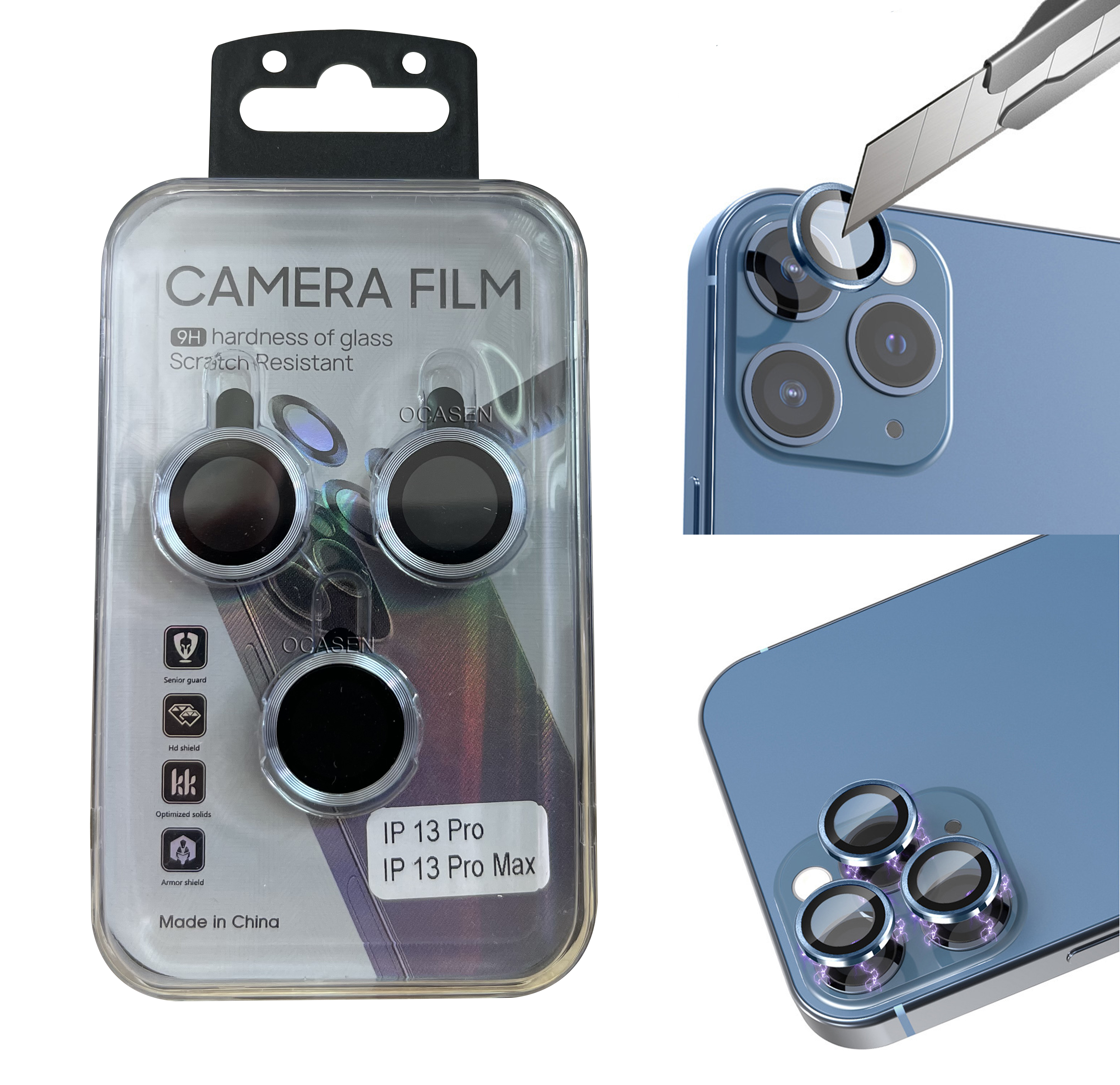 حامي كاميرا Eagle Eye Camera For iPhone 15 14 13 12 11 Pro Max Mini Metal Cd Lins Lens Glass with Retail Package