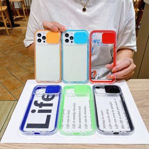 Cajas de protección de la protección de la lente para la cámara para iPhone 13 12 11 Pro MAX XS XR 7 8 PLUS Ventana deslizante a prueba de golpes Capacidad de acrílico transparente Caja