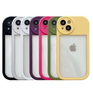 Camera Lens Protection Transparante telefoonhoesjes voor iPhone 14 Plus 13 12 11 Pro Max 7Plus Candy Color Clear Cover Shockproof Anti Fall