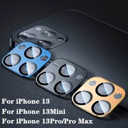 Étuis de Protection d'objectif d'appareil photo pour iPhone 13 Pro Max 12 11 Mini, couverture complète de luxe, anneau en métal + verre, Protection d'appareil photo, étui en verre