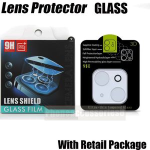 Protector de lente de cámara de teléfono para iphone 11 12 13 14 pro max mini con caja de venta al por menor iphone14 iphone13 iphone12 iphone11 lente de cristal