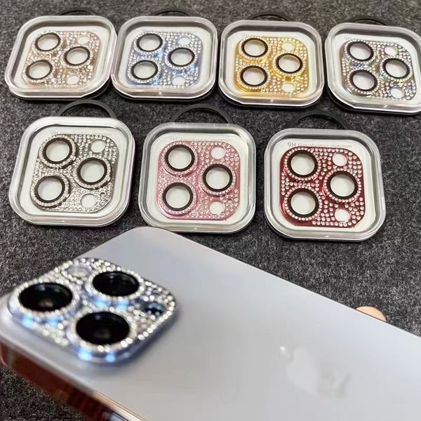 Glitter Diamond Phone Camina de vidrio templado Protector para iPhone 14 13 12 Mini 11 Pro Max MAX ALEAY BLING BLING CON CAJA DE MINORA