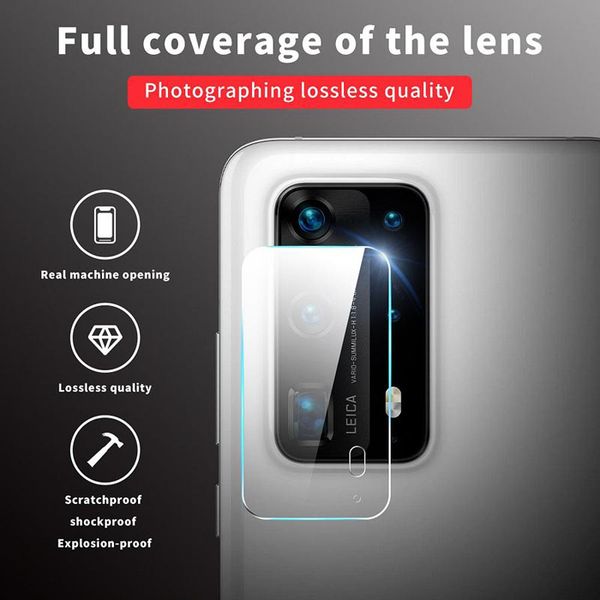 Film de protection d'écran transparent en verre trempé pour objectif de caméra pour Huawei P40 Lite P30 P20 Pro Mate 30 Mate20 Lite avec boîte